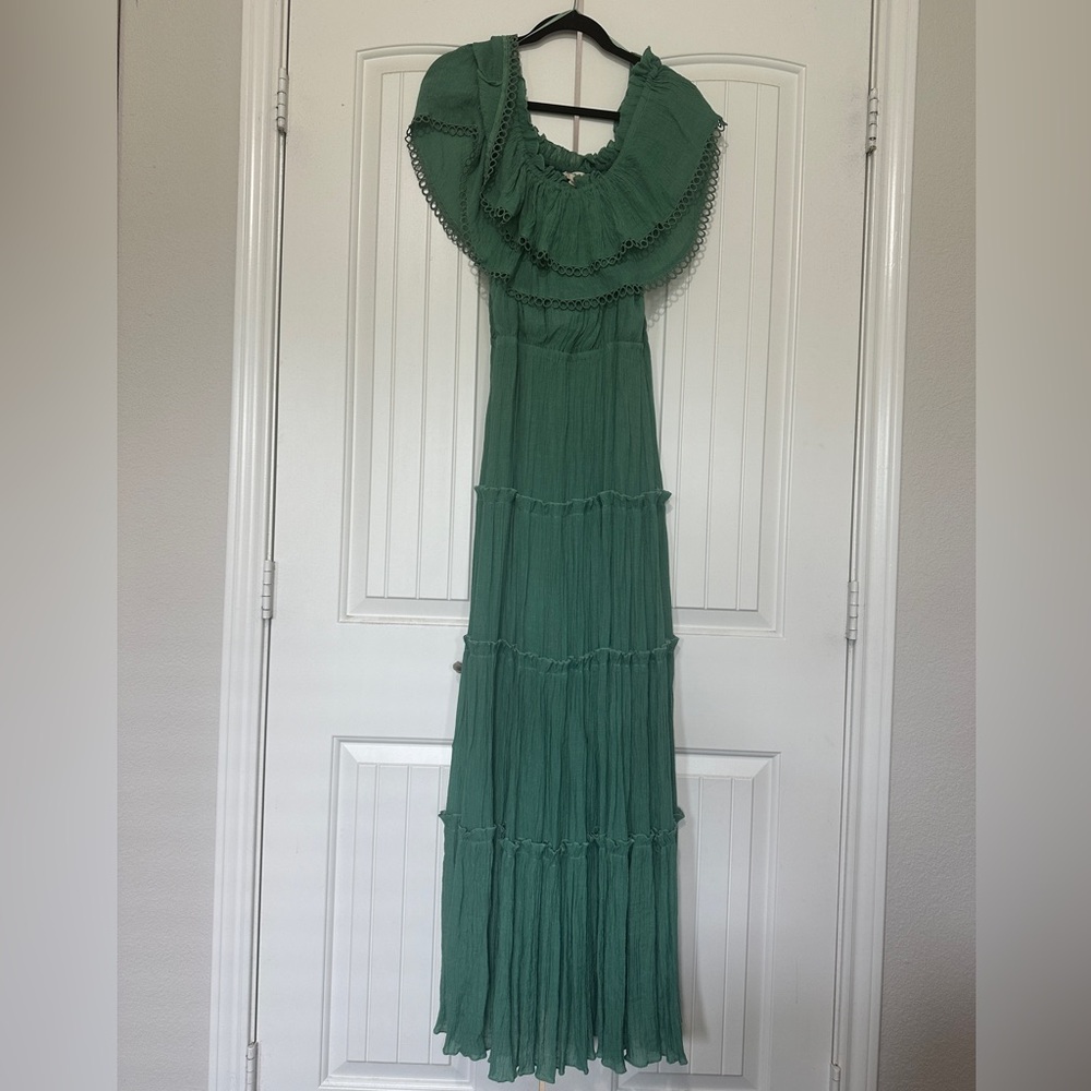 Layered off the shoulder maxi dress